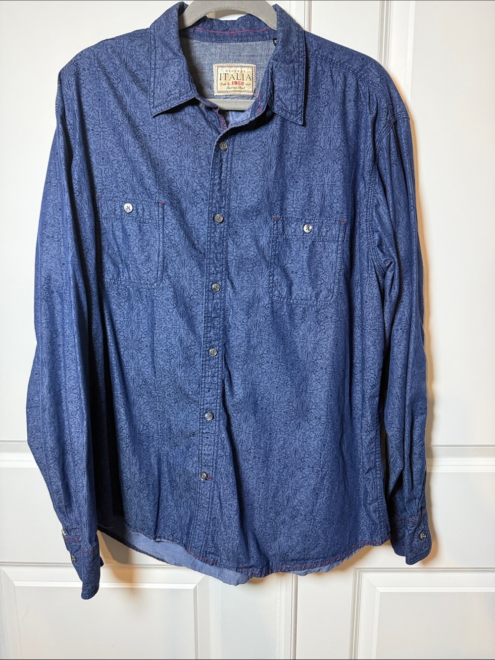 Men's Casual Button-Down Shirt in Blue by Italia Heritage